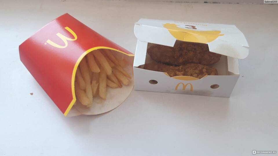 Количество стрипсов в наборах McDonald's